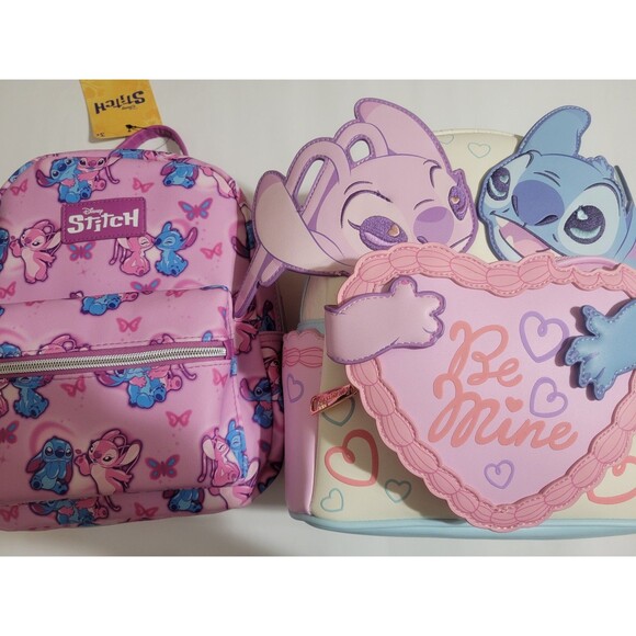 Angel And Stitch Mini Backpack Bundle Set Pink and Blue main image 6